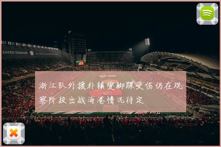 浙江队外援朴镇燮脚踝受伤仍在观察阶段出战海港情况待定
